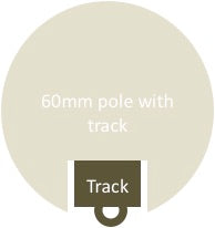 60mm Diameter Pole with inserted track, corded.